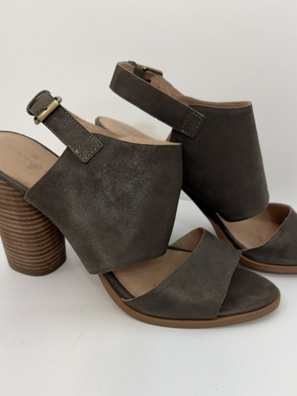 Caslon Nordstrom Womens Heels Size 10 Brown Leather Block Heel Sandals Shoes